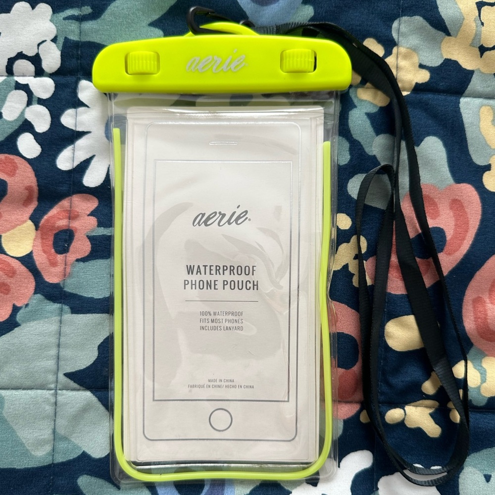 NEW Aerie Neon Yellow Waterproof Phone Pouch